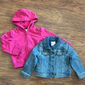 Cat & Jack Pink Hoodie and Blue Jean Jacket for Kids